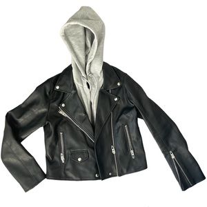 Hooded leather jacket
